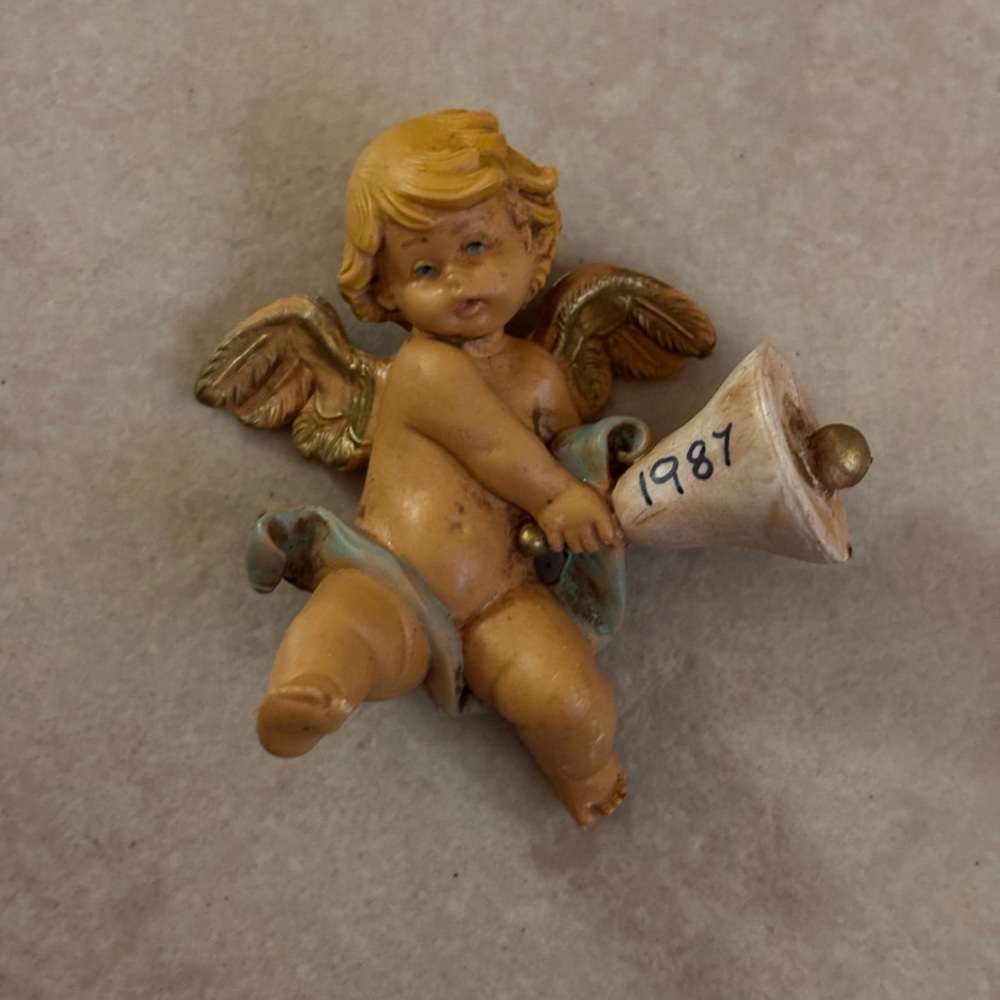 Vintage 1987 Fontanini Simonetti Depose Italy Angel Cherub with Bell